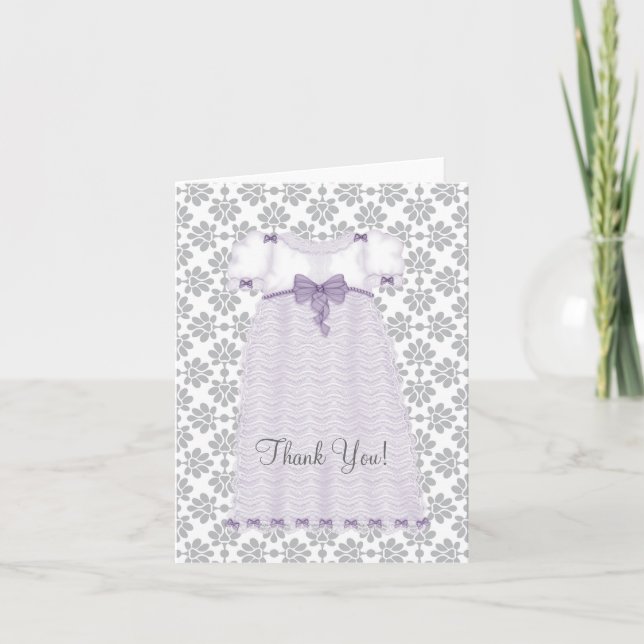 Purple and Gray Baby Shower Thank You Cards (Front)