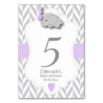 Purple and Gray Chevron Elephant Table Number