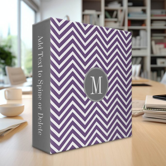 Purple and Gray Chevron Pattern with Monogram Binder (Custom Monogram Binder)
