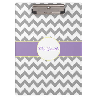 Purple and Gray Chevron Striped Clipboard