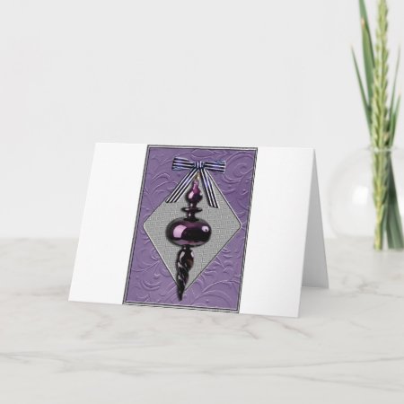 Purple And Gray Christmas Tree Ornament Holiday Card