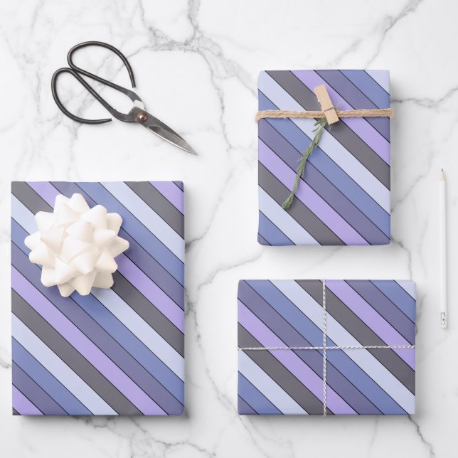 Purple And Gray Color Stripes On Watercolor Paper  (Front)