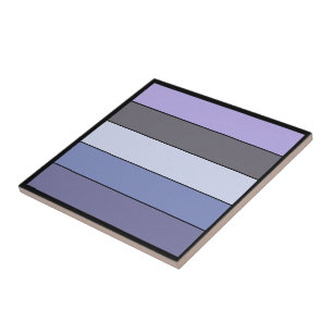 Purple And Gray Color Stripes On Watercolor Paper Ceramic Tile