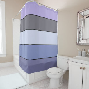 Purple And Gray Color Stripes On Watercolor Paper Shower Curtain