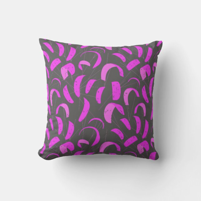 Purple and Gray Cool Kiteboarding Throw Pillow (Front)