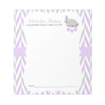 Purple and Gray Elephant | Baby Shower - Advice 2 Notepad