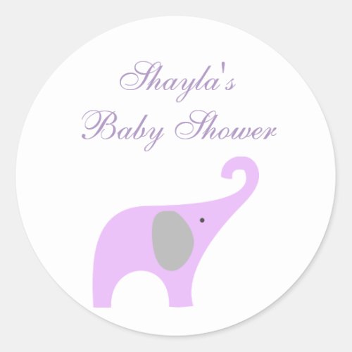 Purple and Gray Elephant Baby Shower Seal