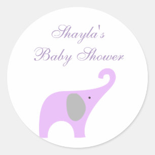 Purple and Gray Elephant Baby Shower Seal