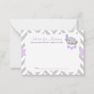 Purple and Gray Elephant Baby Shower SM - Advice Card