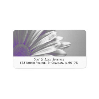 Purple and Gray Floral Highlights Return Address Label