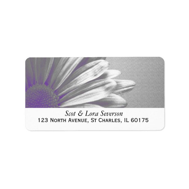 Purple and Gray Floral Highlights Return Address Label (Front)