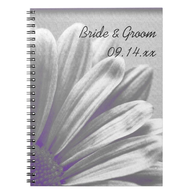 Purple and Gray Floral Highlights Wedding Notebook (Front)