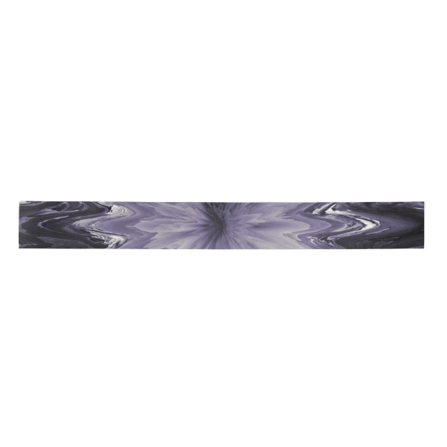Purple and Gray Fluid Pour Flower Goth Satin Ribbon (Front)