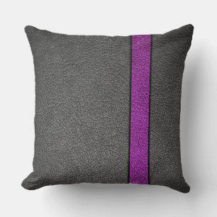 Purple and Gray Leather Throw Pillow