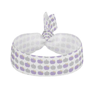 Purple and Gray Pumpkins on White Hair Ties