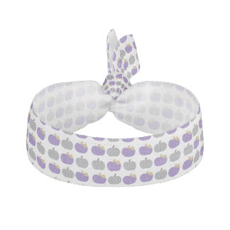 Purple and Gray Pumpkins on White Hair Ties