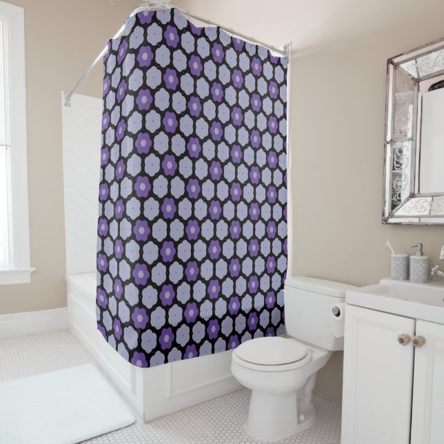 Purple and Gray Shower Curtain (In Situ)