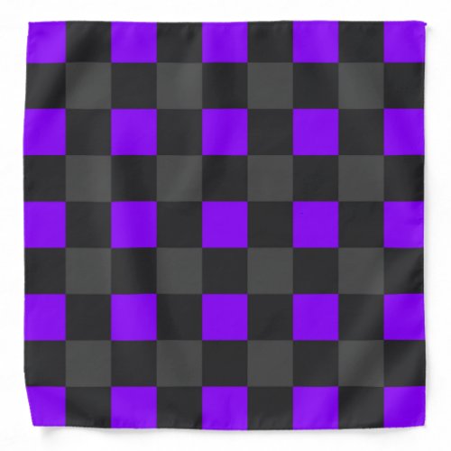 Purple and Gray Squares Checker Print Checkered Bandana
