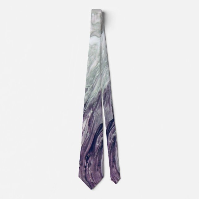 Purple and Gray Swirl Abstract Flow Painting Neck Tie (Front)