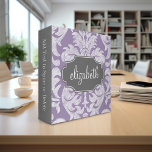 Purple and Gray Vintage Damask Pattern Monogram Binder<br><div class="desc">Add your name or monogram to this trendy and feminine floral damasks with popular colors. The damask has a whimsical chalkboard look.</div>
