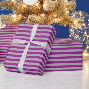 Purple and Gray Vintage Thin Stripes Wrapping Paper
