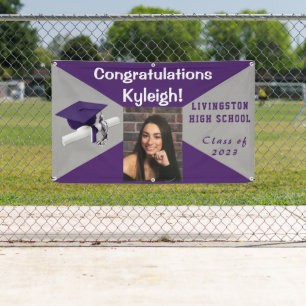 Purple and Gray Vinyl Graduation Photo Banner