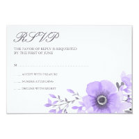 Purple and Gray Watercolor Floral Wedding RSVP Card