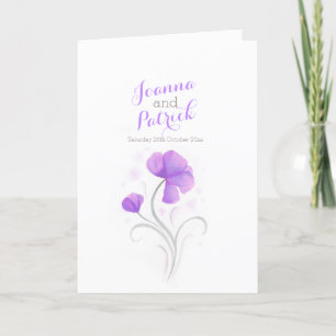 Purple and gray watercolor flower wedding program
