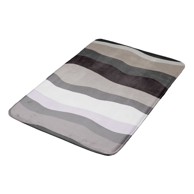 Purple and Gray Wavy Stripes Bath Mat (Angled)