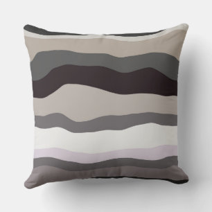 Purple and Gray Wavy Stripes Throw Pillow