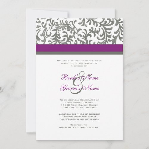 Purple and Gray Wedding Invitation