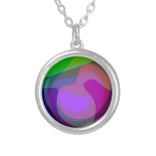 Purple And Green 403 Silver Plated Necklace