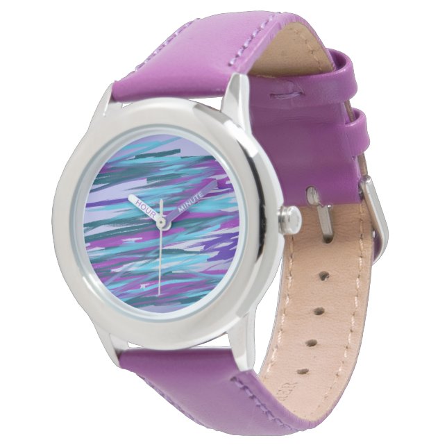 Purple and Green Abstract Art Watch (Angled)