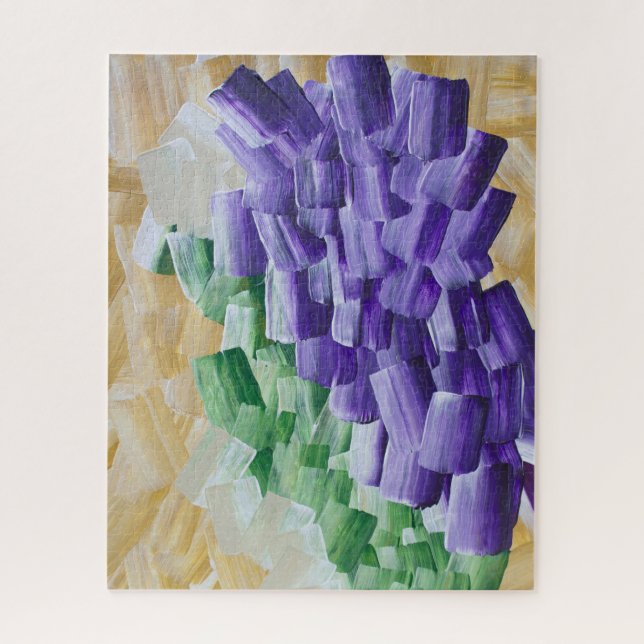 Purple and Green Abstract Brushstroke Pattern Jigsaw Puzzle (Vertical)