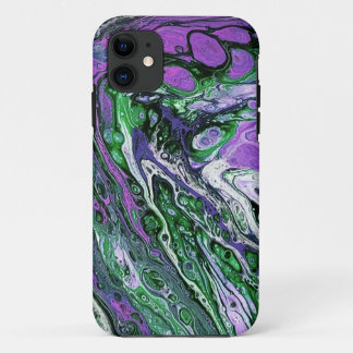 Purple and green abstract paint iPhone 11 case