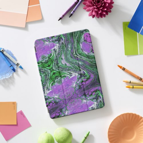 Purple and green abstract paint iPad pro cover