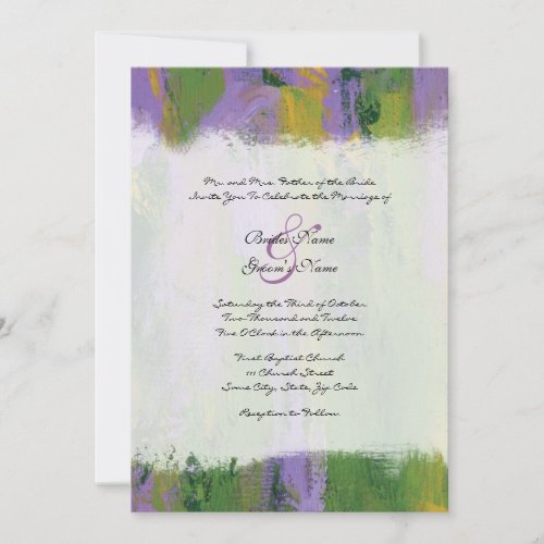 Purple and Green Artistic Wedding Invitation