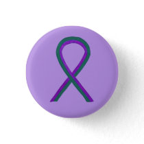 Purple and Green Awareness Ribbon Angel Button Pin