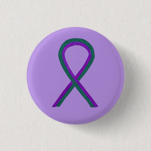 Purple and Green Awareness Ribbon Angel Button Pin