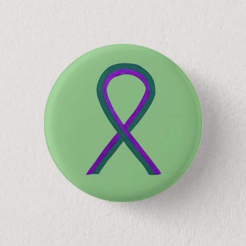 Purple and Green Awareness Ribbon Button Pin