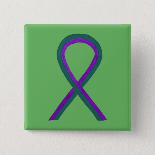 Purple and Green Awareness Ribbon Custom Button