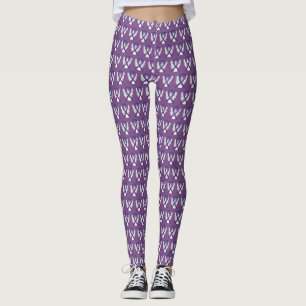Purple and Green Awareness Ribbon Custom Leggings