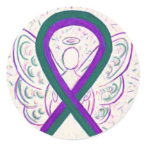 Purple and Green Awareness Ribbon Sticker Decals