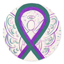 Purple and Green Awareness Ribbon Sticker Decals