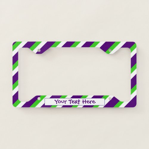 Purple and Green Bold Stripes License Plate Frame