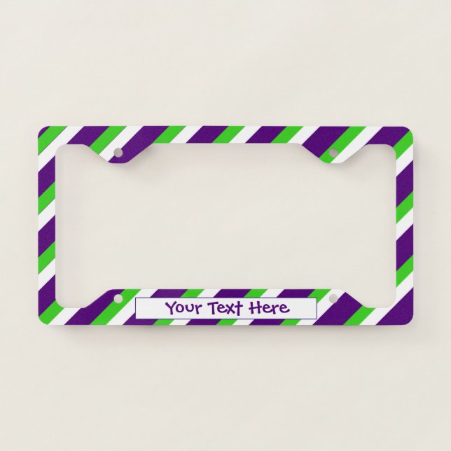 [Purple and Green] Bold Stripes License Plate Frame (Front)