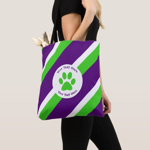 Purple and Green Bold Stripes Tote Bag