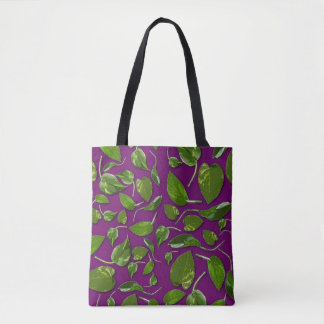 Purple and Green Botanical Canvas tote 