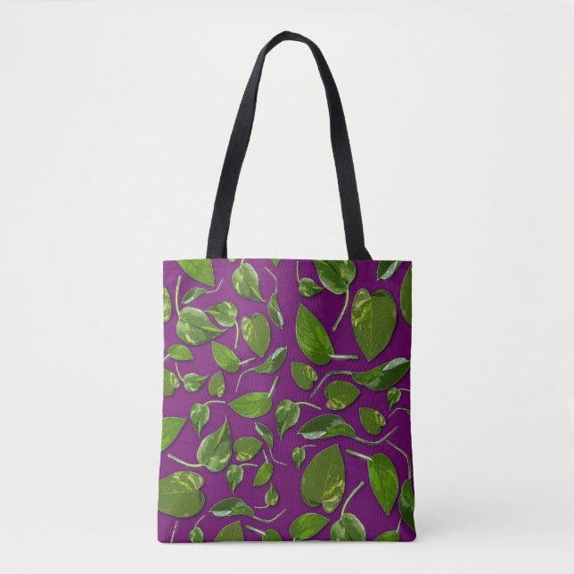 Purple and Green Botanical Canvas tote  (Front)
