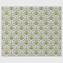 Purple and green branching floral gift wrap